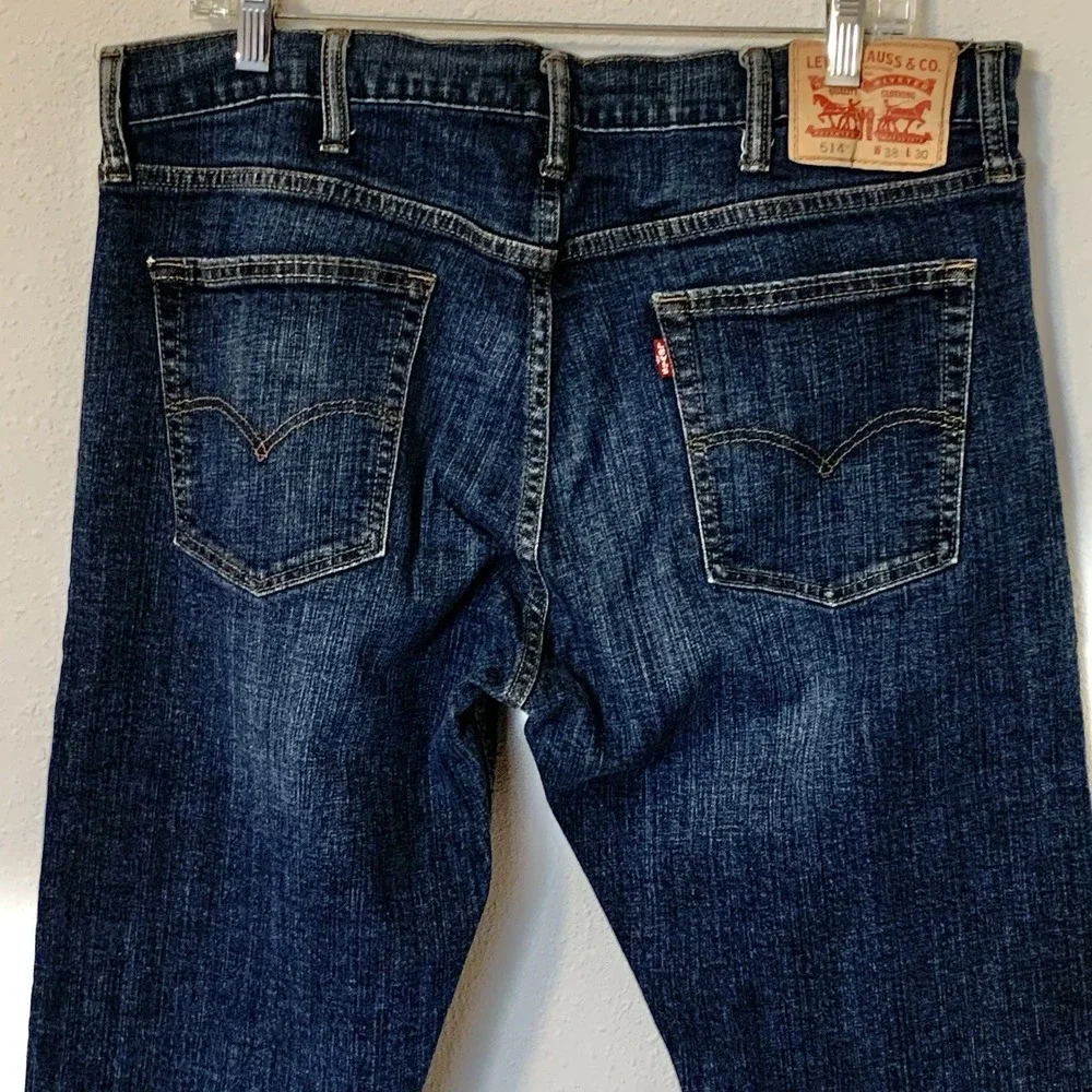 Levi's 514 Jeans Men's Straight Fit Blue Dark Wash Denim 38x30